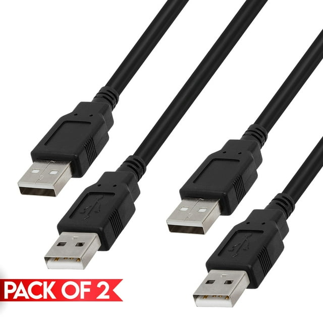 Cmple - [2 PACK] 3 FT USB to USB Cable, USB 2.0 Type A to Type A Cord Male to Male Data Transfer Cable for Portable Hard Drive, Laptop, DVD Player, TV, USB Hub, Monitor, Camera, Set Up Box