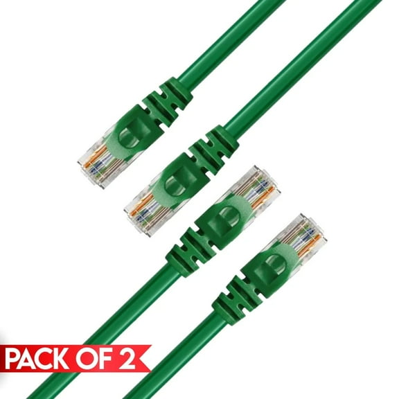Cmple - 2 Pack Cat6 Ethernet Cable 3 ft Cat 6 Network Patch Cord with RJ45 Connectors 10Gbps Router LAN Ethernet Cables 550Mhz Cat 6 Wire - Green