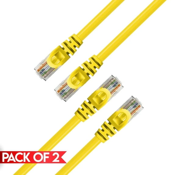 Cmple - 2 Pack Cat6 Ethernet Cable 3 ft Cat 6 Network Patch Cord with RJ45 Connectors 10Gbps Router LAN Ethernet Cables 550Mhz Cat 6 Wire - Yellow