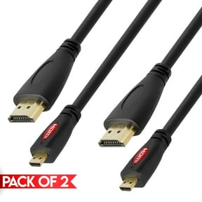 Cmple - [2 PACK] 6 Feet Micro HDMI Cord, Micro HDMI Male to HDMI Male Cable Adapter, Supports 3D 4K 60Hz 1080P Ethernet, for Digital Camera, Raspberry Pi, Notebook, TV, Monitor, Projector