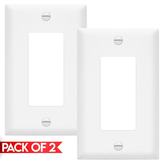 Cmple - 2 Pack Decorator Wall Plate 1-Gang Blank Wallplate Light Switch Cover Plate Standard GFCI Decorative Outlet Cover Single-Gang Receptacle Outlet - White