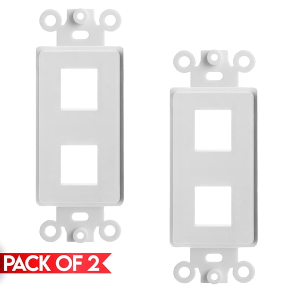 Cmple - 2 Pack 2 Port Decorator Wall Plate Insert 1-Gang Keystone Faceplate Standard Keystone Jack Decorative Wall Plate - White