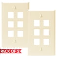 thumbnail image 1 of Cmple - [2 Pack] 6 Ports Keystone Wall Plate, Snap-In Keystone Jack Faceplate, QuickPort Wall Plate, Single Gang Wallplate with Six Standard Size Keystone Hole, Ivory, 1 of 4