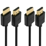 Cmple - 2 Pack High Speed HDMI Cable 1.5 ft 4k@60Hz Ultra Thin HDMI 2.0 Cable 4k HDMI Cable, ARC, 3D, 4k HDMI Cord - Flexible