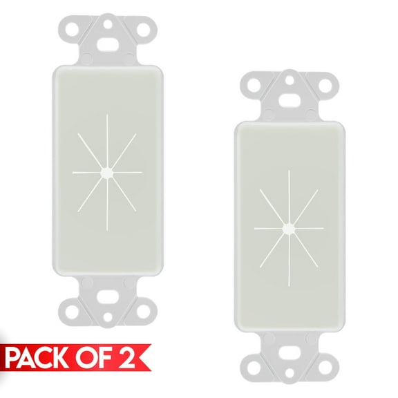 Cmple - 2 Pack Decorator Wall Plate Flexible Insert Adapter Pass Through Wire Decorative Wall Plate Part with Flexible Opening - White