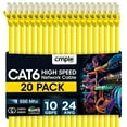 thumbnail image 1 of Cmple - 20 Pack Cat6 Ethernet Cable 10 ft Cat 6 Network Cables with RJ45 Connectors 10Gbps Computer LAN Patch Cord Router 550Mhz Cat 6 Wire - Yellow, 1 of 7