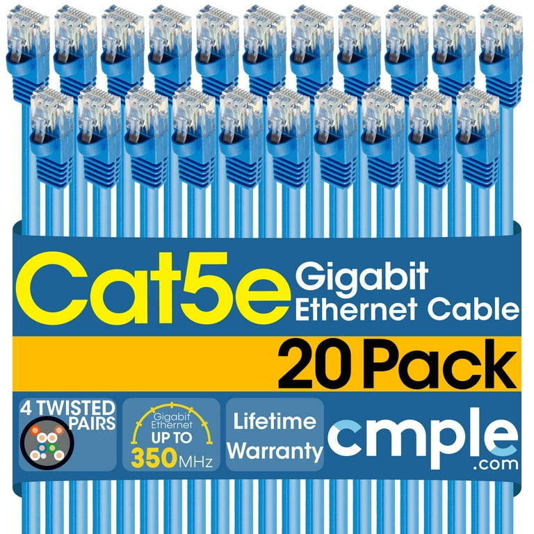 Cmple Cat5e Network Ethernet Cable - Computer LAN Cable 1Gbps - 350 MHz,  Cat5e Cable, Gold Plated RJ45 Connectors - 1.5 Feet Black 