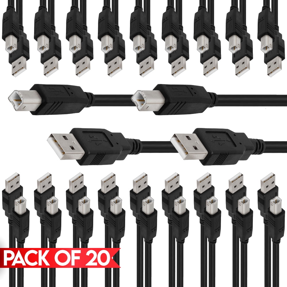 Cmple - [20 PACK] 6 FT USB A to B Cable USB 2.0 A Male to B Male ...