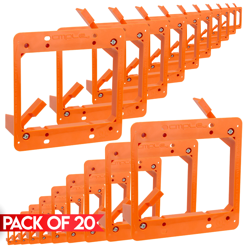 Cmple [20 Pack] Low Voltage Mounting Bracket, 2 Gang Drywall Mounting