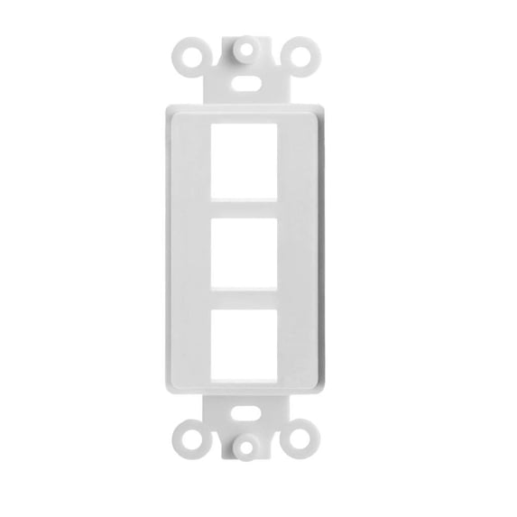 Cmple - 3 Port Decorator Wall Plate Insert 1-Gang Keystone Faceplate Standard Keystone Jack Decorative Wall Plate - White