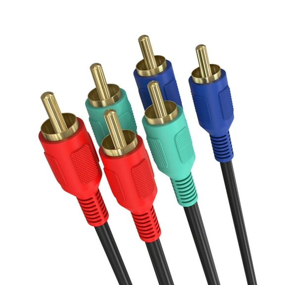 Cmple - 3 RCA Cable 3ft RGB Component Audio Video RCA Cables Male to Male A/V Cable For HDTV, Satellite, Home Theater - Black