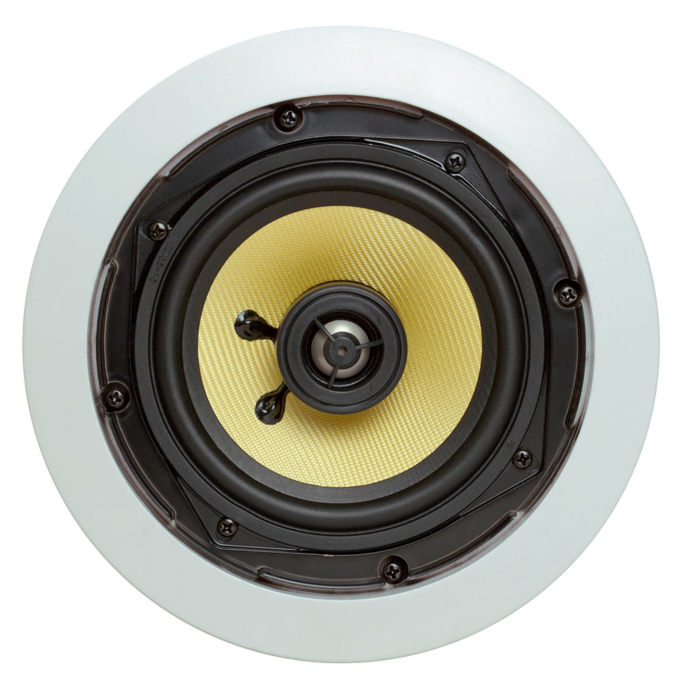 Cmple - 5.25" Surround Sound 2-Way In-Wall/In-Ceiling Kevlar Speakers (Pair) - Round - image 1 of 6
