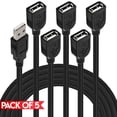 thumbnail image 1 of Cmple - [5 PACK] 3 FT USB 2.0 A Male to A Female Cable, USB Extension Cord, for Webcam, Camera, Phone, USB hub, Mouse, Keyboard, Printer, Scanner, Hard Drive, Headset, Xbox, PlayStation, 1 of 7