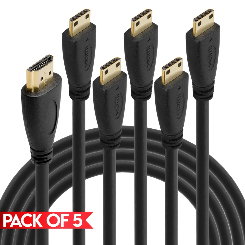 Cmple - [5 PACK] 3 Feet Mini-HDMI to HDMI Cable, HDMI A-Male to Mini C ...