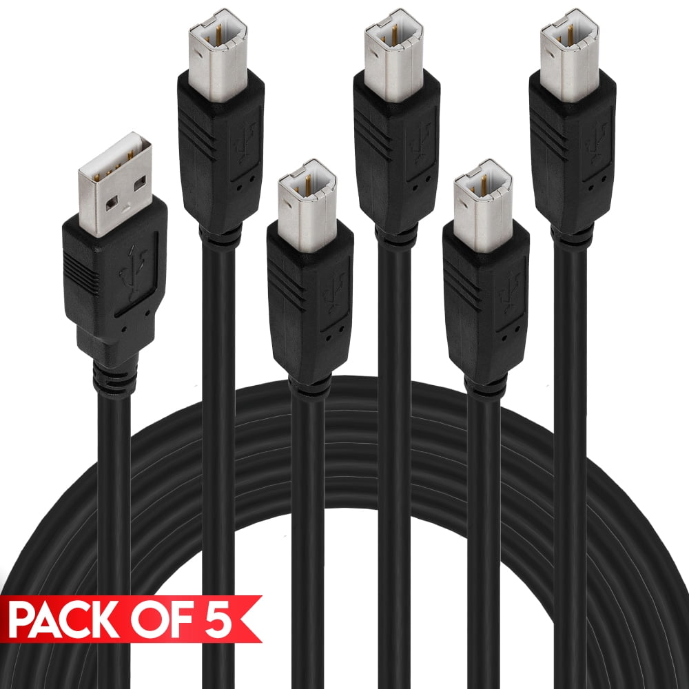 Cmple - [5 PACK] 6 FT USB Printer Cable, USB 2.0 A Male to B Male Data ...