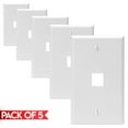 thumbnail image 1 of Cmple - [5 Pack] 1 Port Keystone Wall Plate, Snap-In Keystone Jack Faceplate, QuickPort Wall Plate, Single Gang Wallplate with One Standard Size Keystone Hole, White, 1 of 4