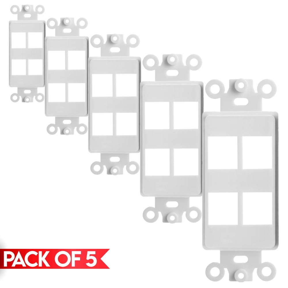 Cmple - [5 Pack] 4 Port Keystone Insert for Wall Plate, Snap-In Quad ...