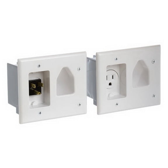 Cmple 526-N Wall plate - Recessed Pro Power Kit w/Straight Blade Inlet White