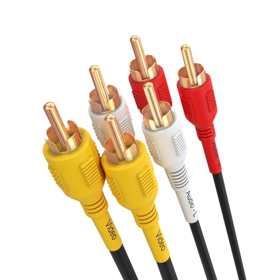 Cmple - Audio Video RCA Cables 12ft A/V Composite RCA Video Cable 3-RCA AV Cord, Video Cable for DVD Player, VHS Player, HDTV