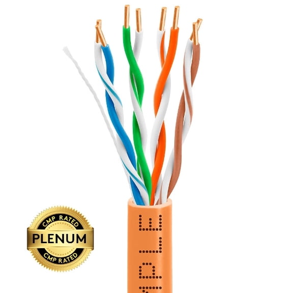 Cmple Cat5E Plenum (Cmp) Cable, 1000Ft, 24Awg 4 Pair Solid Bare Copper, 350Mhz,