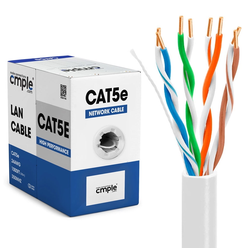 Cmple Long Internet Cat E Ethernet Cable Ft Gigabit Network Awg Mhz Utp White