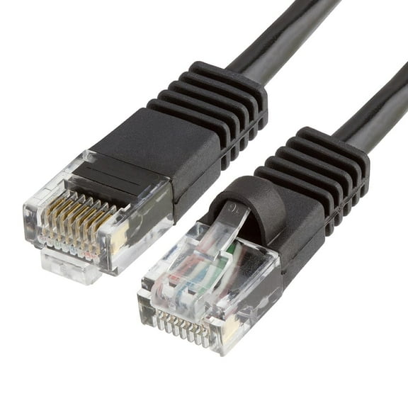 Cmple - Cat5e Ethernet Cable 25 ft, 350 MHz UTP Cat 5e Ethernet Patch Cord, 1Gbps Network Lan Cables, RJ45 Connectors, Compatible with Laptop, Modem, Router - Black