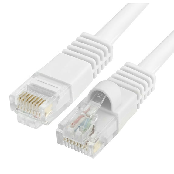 Cmple - Cat5e Ethernet Cable 25 ft, 350 MHz UTP Cat 5e Ethernet Patch Cord, 1Gbps Network Lan Cables, RJ45 Connectors, Compatible with Laptop, Modem, Router - Whte