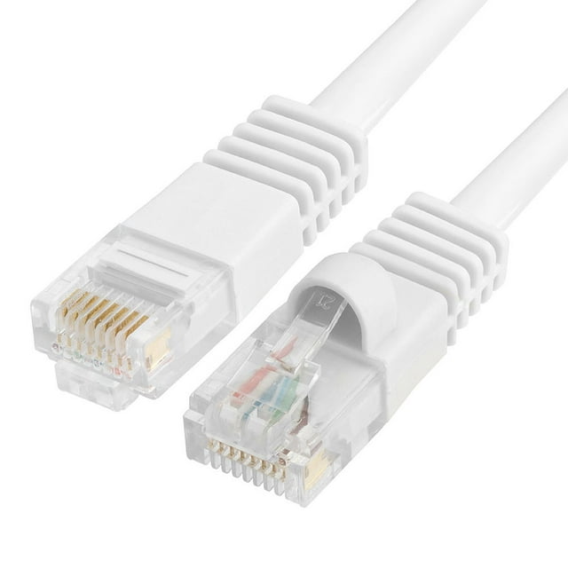 Cmple Cat5e Network Ethernet Cable - Computer LAN Cable 1Gbps - 350 MHz, Cat5e Cable, Gold Plated RJ45 Connectors - 150 Feet White