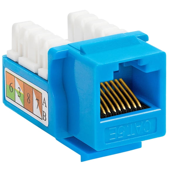 Cmple - Cat5e Punch Down Keystone Jack, Cat5 Punch-Down Network RJ45 Female Keystone Adapter for Modems, Desktops, Computer Networks - Blue