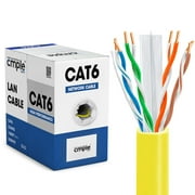 Cmple - Cat6 Cable 1000ft Bulk Lan Ethernet Cat 6 Wire Network UTP 23AWG CMR Riser 10 Gbps 550 MHz Pull Box 1000 Feet, Yellow