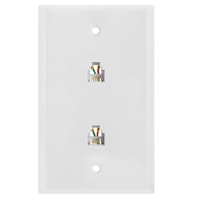 Cmple - Double RJ11 Connector with 4 Conductors Phone Wall Plate Jack 6P4C Telephone Dual Jack Wallplate with Screws