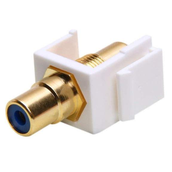 Cmple - Keystone Jack - Modular RCA w/Blue Center (White)