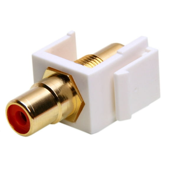 Cmple - Keystone Jack - Modular RCA with Red Center (White)