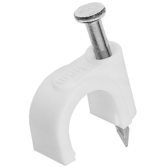 Cmple - Nail in Cable Wire Clips Cord Organizer Cable Straps Nails Tacks Clips 8mm White - 100-Pack