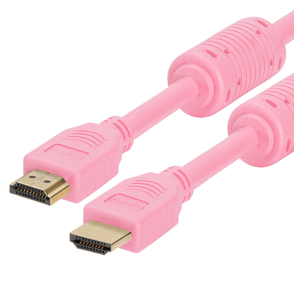 Cmple - Pink HDMI Cable High Speed HDTV Ultra-HD (UHD) 3D, 4K @60Hz, 18Gbps 28AWG HDMI Cord Audio Return - 1.5 Feet - image 1 of 7