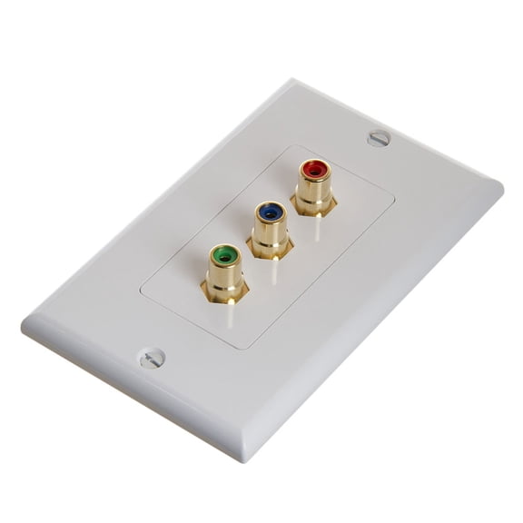 Cmple - RCA Wall Plate - Component Video 3-RCA Gold Plated Connector