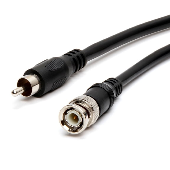Cmple RG59U 6 Feet BNC Male to RCA Male, 75 Ohm, Coaxial BNC to RCA Video Cable, Black, (447-N)