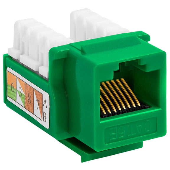 Cmple - RJ45 Keystone Jack 90 Degree Cat5e Keystone Jack Insert Punch Down RJ45 Connectors Female for Wall Plates, Patch Panels, Patch Cables, Ethernet Cables - Green