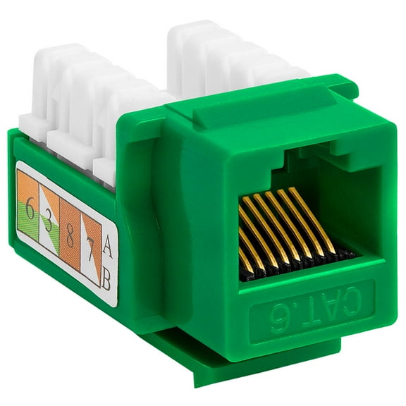 Cmple - RJ45 Keystone Jack 90 Degree Cat6 Keystone Jack Insert Punch Down RJ45 Connectors Female for Wall Plates, Patch Panels, Patch Cables, Ethernet Cables - Green