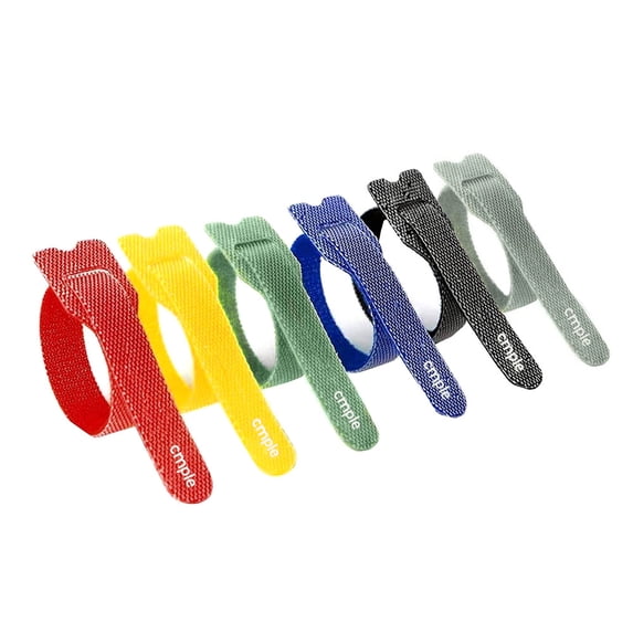 Cmple - Reusable Cable Ties, Nylon Adjustable Cord Organizer, Hook Loop Cable Management Mountable Head Cable Wire Ties, 60 PCS, 6 inch - Multicolor
