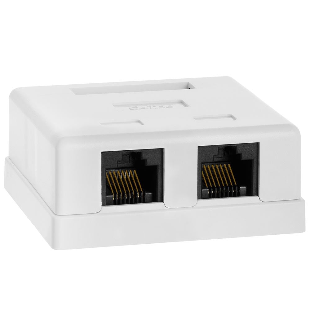 Cat5 Module Box Cmple - 2 Port Cat5e Surface Mount Box, RJ45 Cat5 Dual Port Surface ...