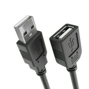 Cmple - USB Extension Cable 6ft USB 2.0 Cable Male to Female Type A USB Extender for External Hard Drive, Web Cam, HDD, Printer - Black