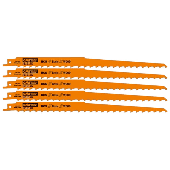 CMT JS1617K-5 3 TPI 5-Piece 11-Inch HCS Saw Blades for Reciprocating Saws