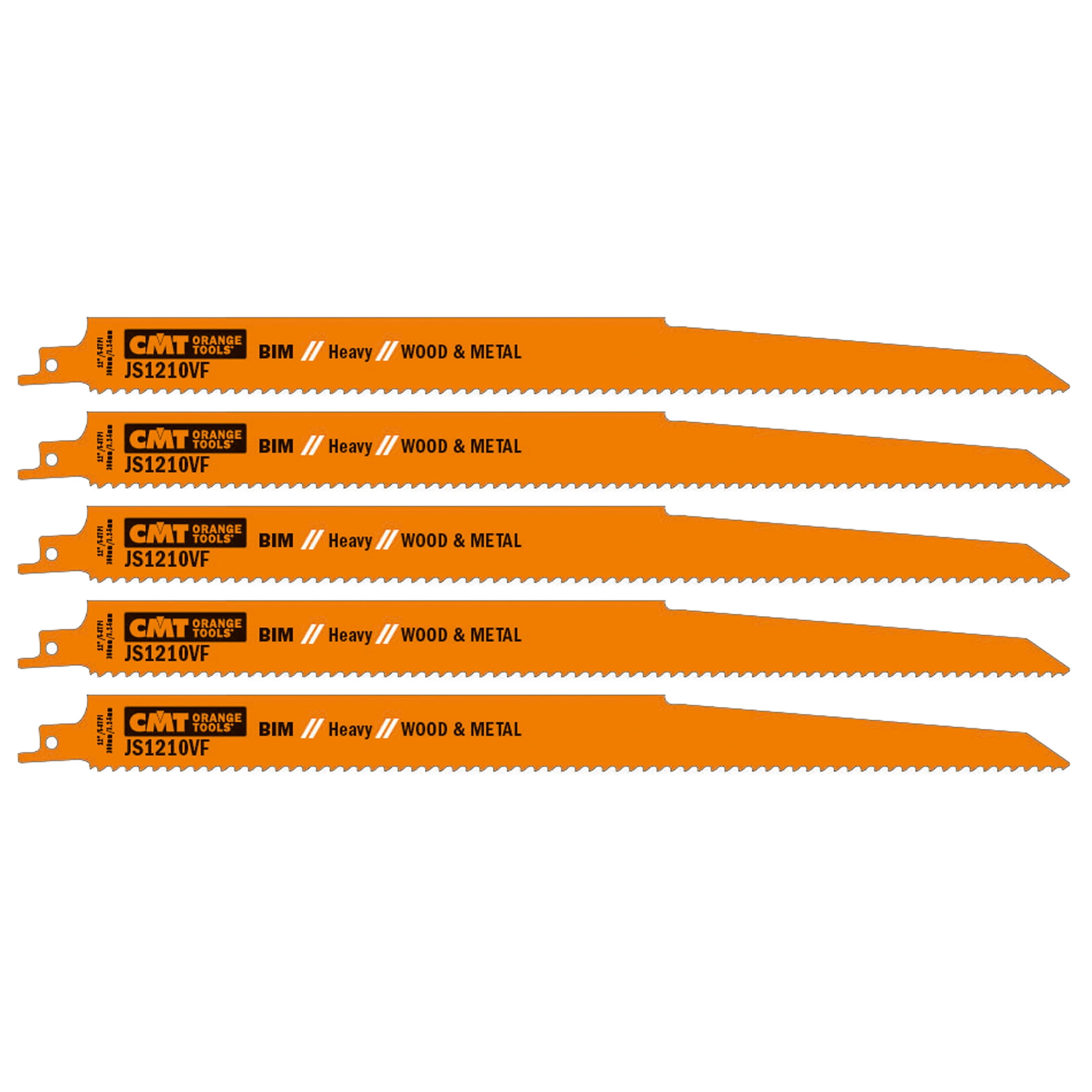 CMT JS1210VF-5 5-8 TPI 5-Piece 11-Inch Bimetal Saw Blades for Reciprocating Saws