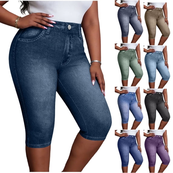 Cmtiyu Capri Pants for Women, Casual Elastic Waist Printed Capri Pants, Stretch Walking Pants, S-2XL