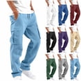 thumbnail image 1 of Cmtiyu Cargo Pants for Men, Casual Elastic Waist Drawstring Straight Leg Jogger Pants, Baggy Outdoor Work Pants with Multi Pockets, S-3XL, 1 of 8