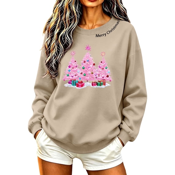 Cmtiyu Chirstmas Sweatshirt for Women Classic Crew Neck Long Sleeve Christmas Graphic Sweatshirts Casual Loose Fall Outerwear Pullover Tops S-2XL
