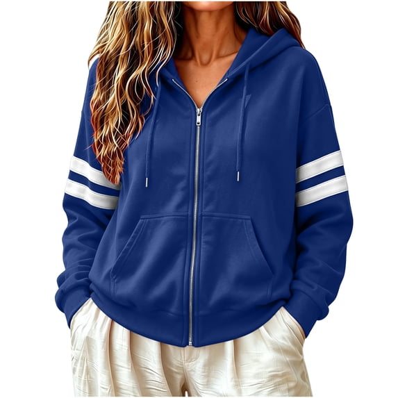 Cmtiyu Hoodies for Women Fall Drawstring Zip Up Hoodie Sweatshirts with Pockets Casual Loose Fit Long Sleeve Athletic Hooded Cardigans S-2XL