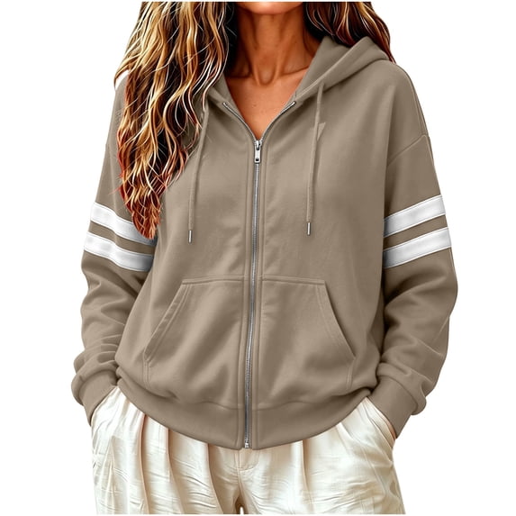 Cmtiyu Hoodies for Women Fall Drawstring Zip Up Hoodie Sweatshirts with Pockets Casual Loose Fit Long Sleeve Athletic Hooded Cardigans S-2XL