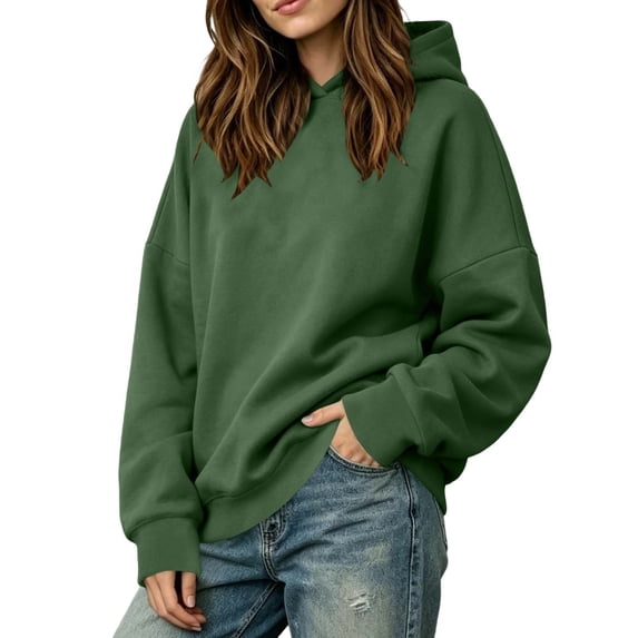 Cmtiyu Hoodies for Women Oversized Drop the Shoulder Long Sleeve Hooded Sweatshirts Fall Fashion Loungwear Pullover Tops S-2XL